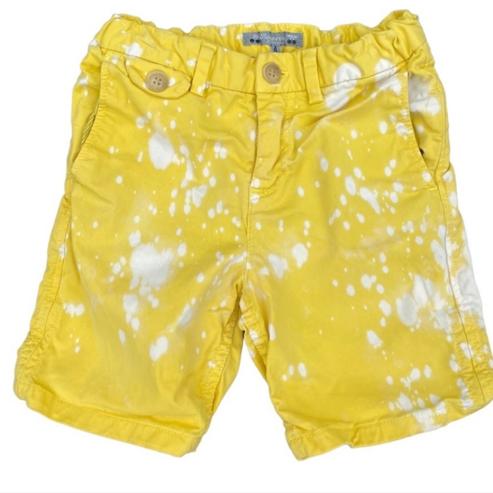 Bonpoint yellow hippie tie dye bleached cargo shorts 4